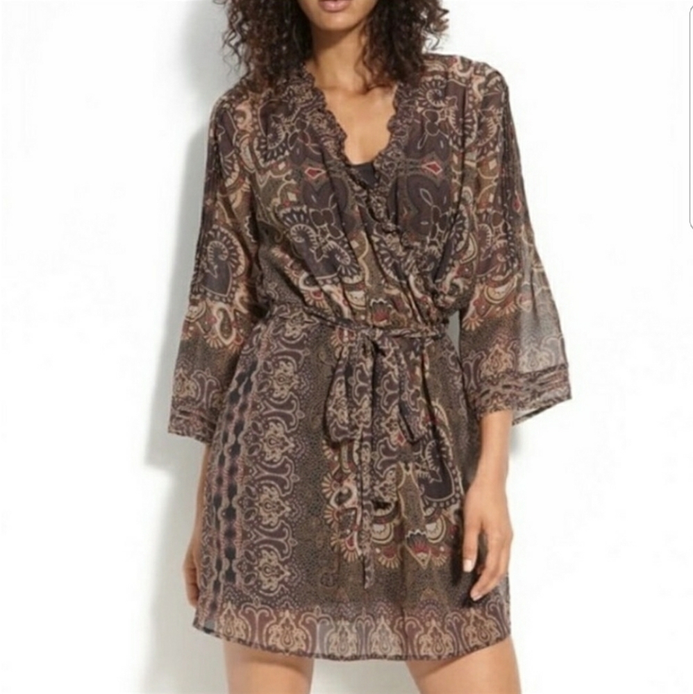 Joie 💯% Silk  Sarika Surplice Sheer Paisley Dress
